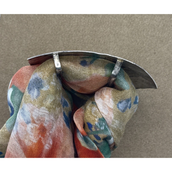 Sun and Stars Scarf Slide Stamped Metal Handmade India Western Boho Vintage - Picture 2 of 11